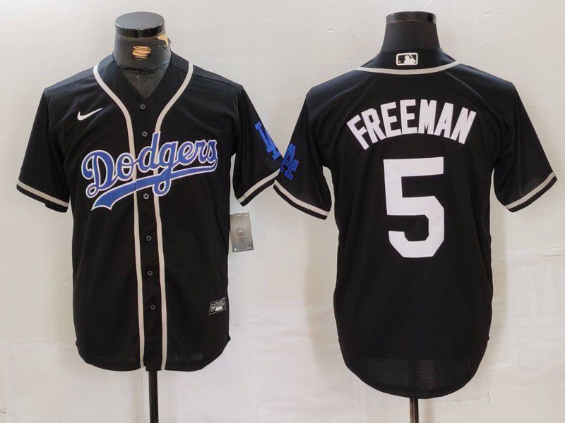 Men Los Angeles Dodgers 5 Freeman Black Fashion Nike Game MLB Jersey style 40